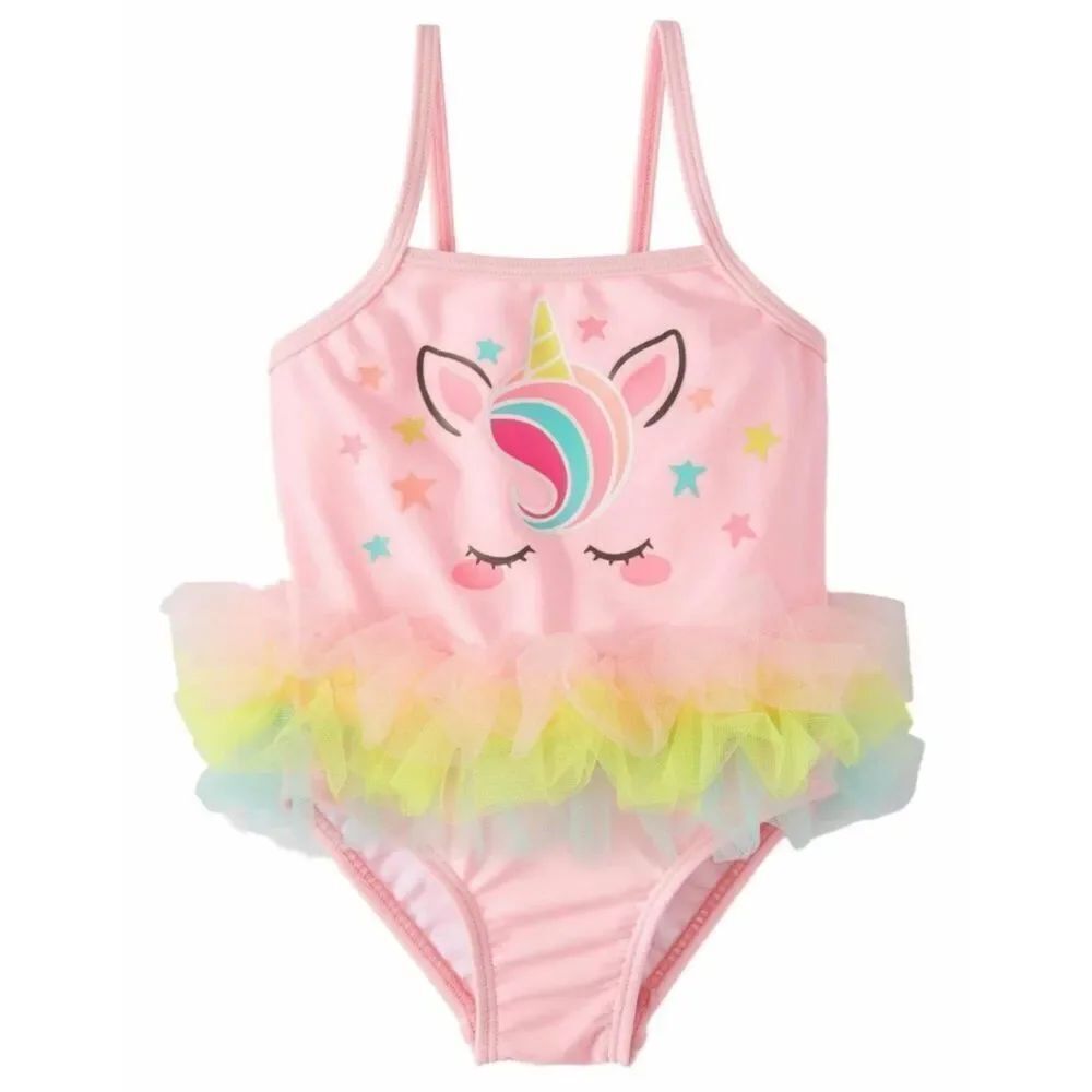 Baby Girls Wonder Nation Unicorn One Piece Tutu Swimming Bathing Suit - Sz 3-6 m